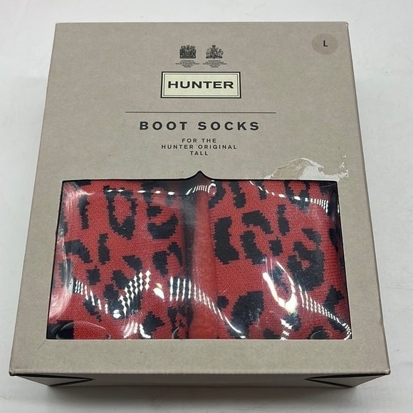 Hunter Boot Socks NWT Tall Boot Socks Honeysuckle Leopard Sz Large. MS1928D - Picture 1 of 7